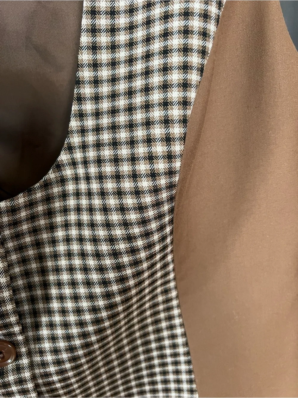 Houndstooth Plaid Button Down Vest